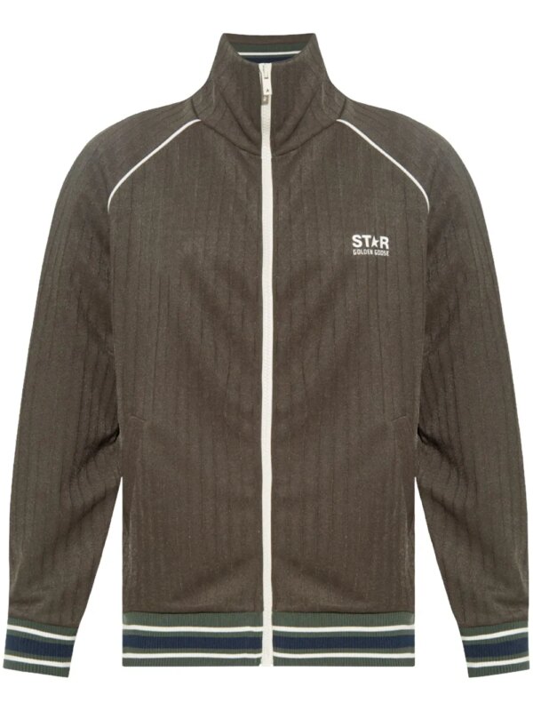 Golden Goose veste zippée à logo appliqué - Marron
