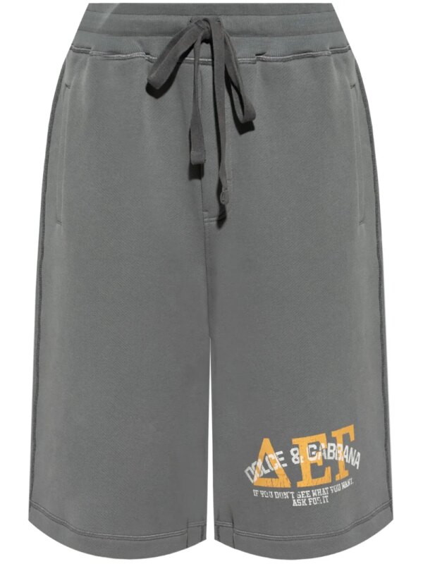 Dolce & Gabbana short de sport à logo imprimé - Gris