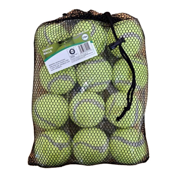 DID Tennisballen - 12x - geel - rubber/katoen - standaard formaat - buitenspeelgoed