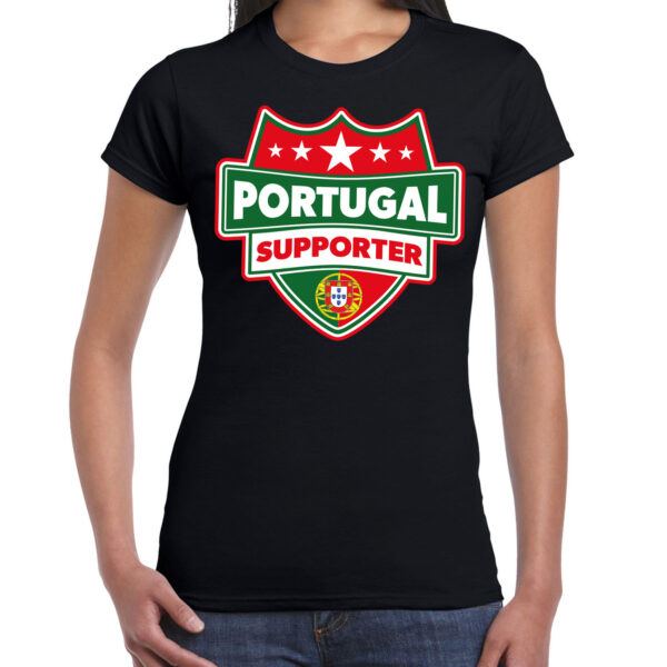 Portugal supporter t-shirt zwart voor dames