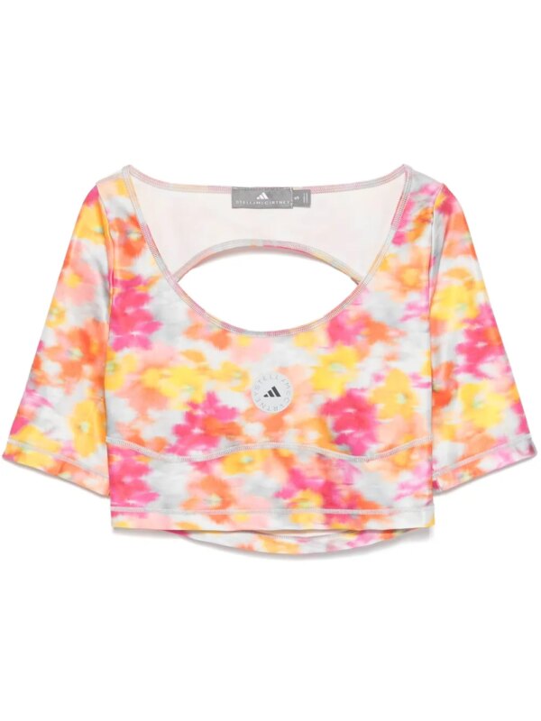 adidas by Stella McCartney haut crop à imprimé abstrait - Rose