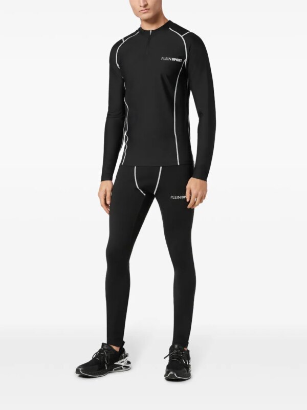 Plein Sport T-shirt met contrasterend stiksel en lange mouwen - Zwart