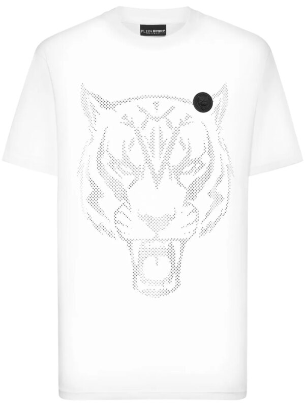 Plein Sport t-shirt à motif tigre - Blanc