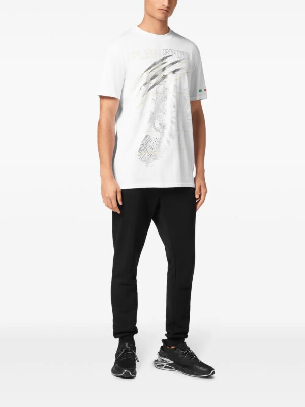 Plein Sport T-shirt met tijgerprint - Wit