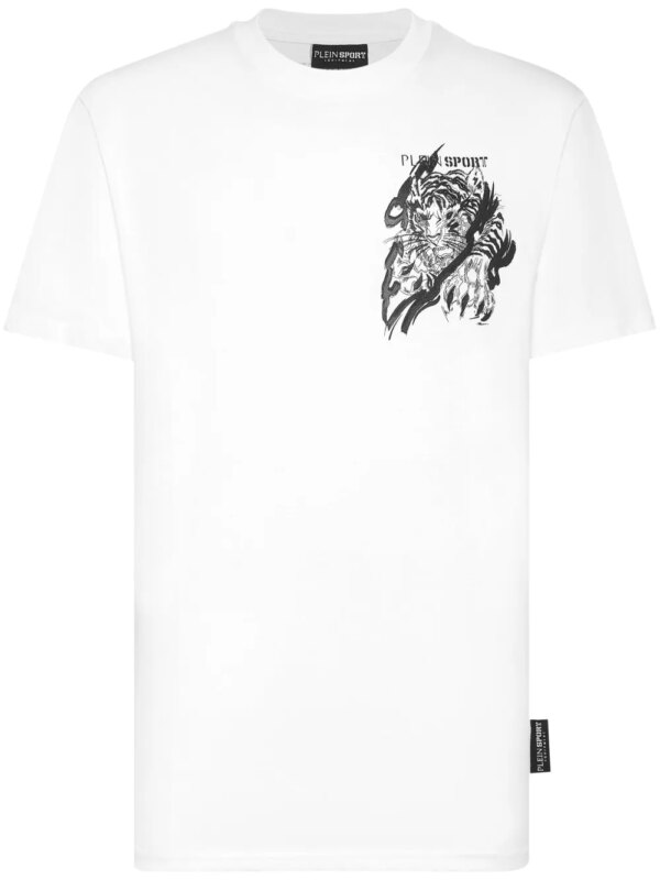 Plein Sport t-shirt à motif tigre - Blanc