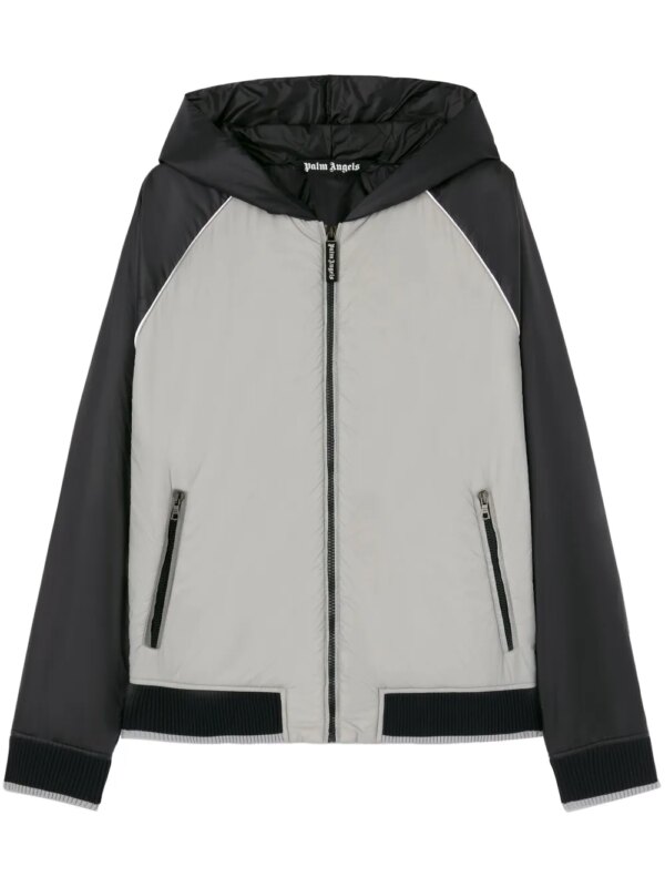 Palm Angels coupe-vent à logo incurvé - Gris