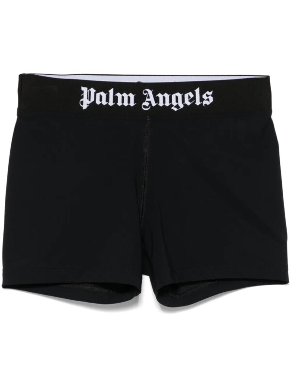 Palm Angels short ajusté à taille à logo - Noir