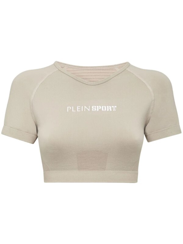 Plein Sport t-shirt crop à design sans coutures - Tons neutres