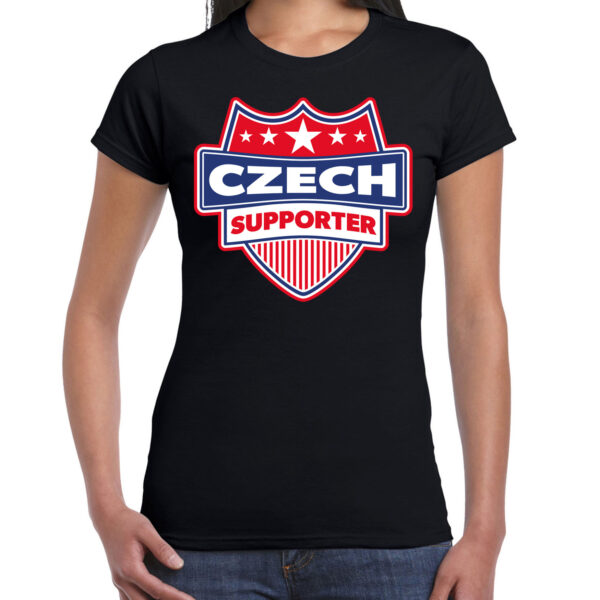 Tsjechie / Czech supporter t-shirt zwart voor dames