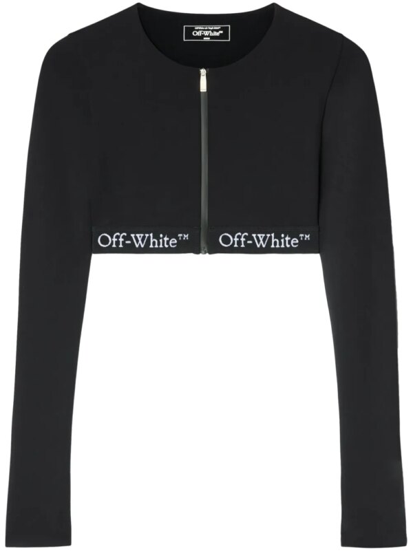 Off-White haut crop à bande logo - Noir