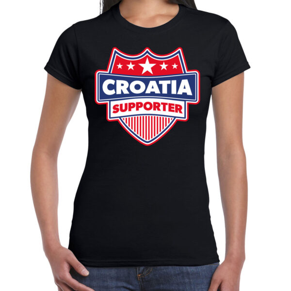 Kroatie / Croatia supporter t-shirt zwart voor dames