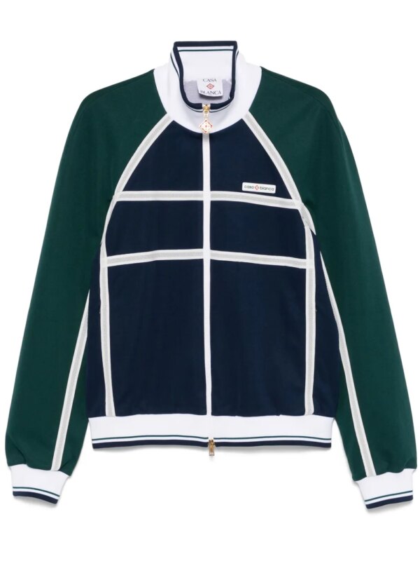 Casablanca veste zippée à bande en mesh - Bleu