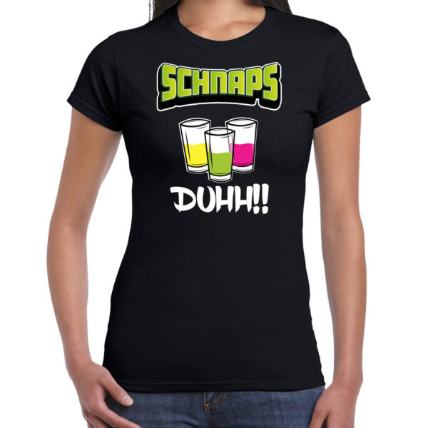 Apres ski t-shirt voor dames - schnaps - zwart - apres ski/wintersport - skien