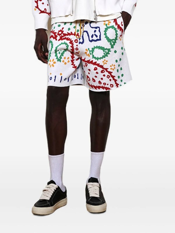 RHUDE short à motif cachemire en intarsia - Blanc