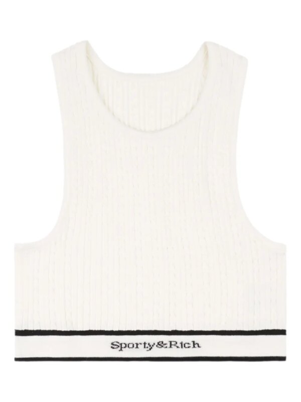 Sporty & Rich brassière de sport en maille torsadée - Blanc