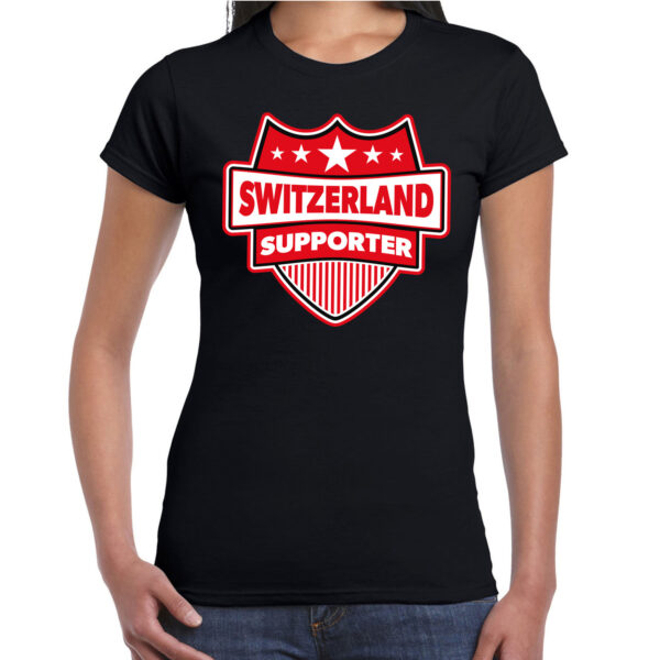 Zwitserland / Switzerland supporter t-shirt zwart voor dames