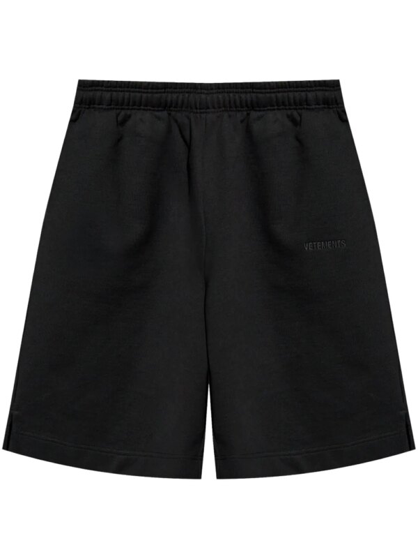 VETEMENTS short de sport à logo brodé - Noir