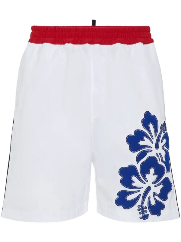 DSQUARED2 short en coton à imprimé graphique - Blanc