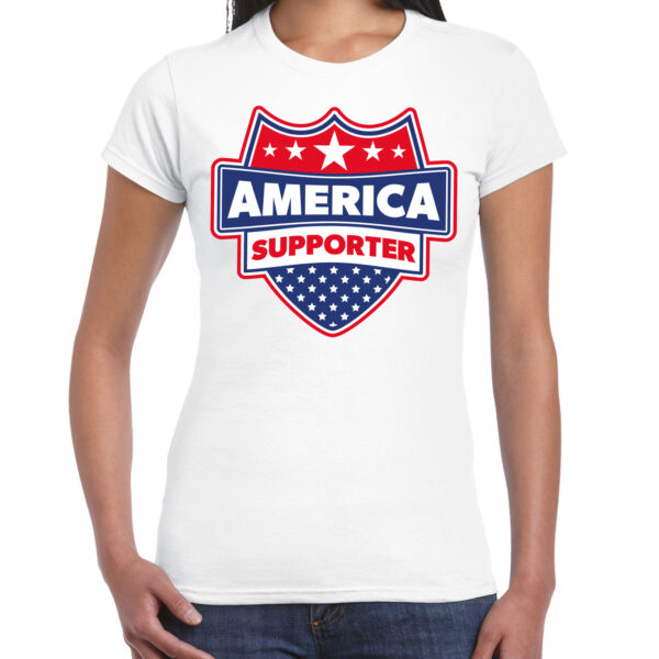 Amerika / America supporter t-shirt wit voor dames