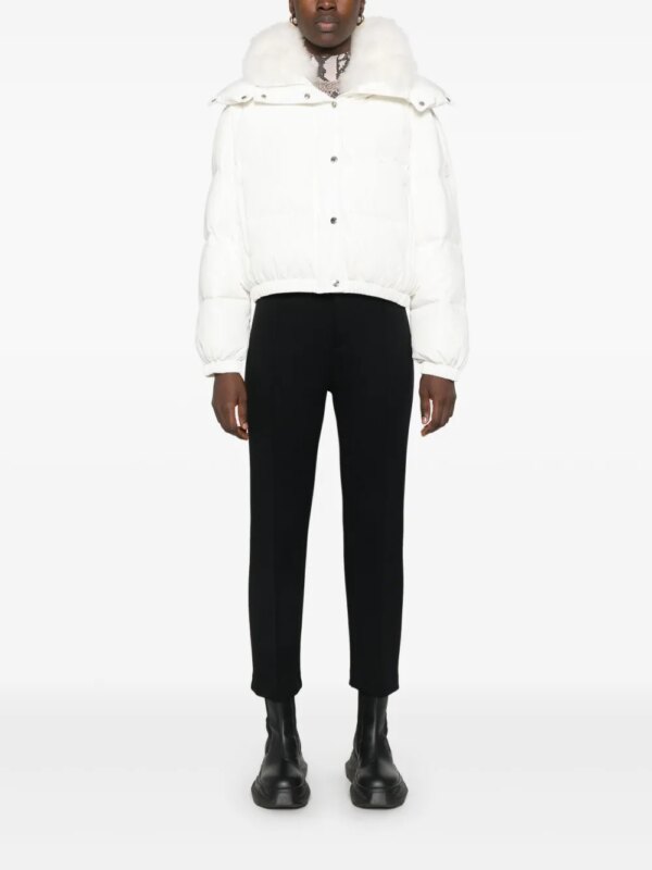 Yves Salomon Donsjack met contrasterende kraag - Wit