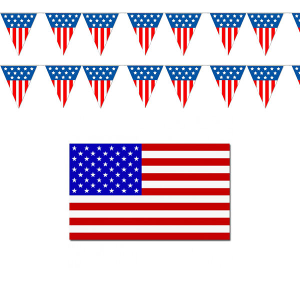 Amerika/USA vlaggen versiering pakket - binnen/buiten - 3-delig - Landen decoraties