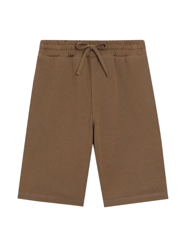 Dolce & Gabbana Kids short de sport à logo DG embossé - Marron