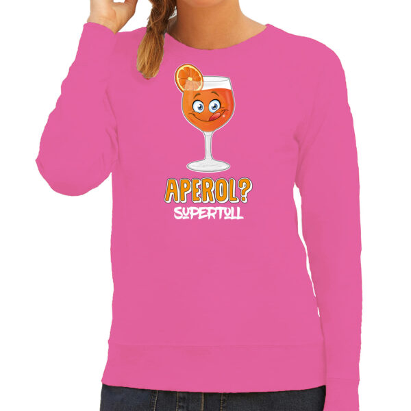 Bellatio Decorations Apres ski sweater dames - aperol supertoll - roze - wintersport - aperol spritz
