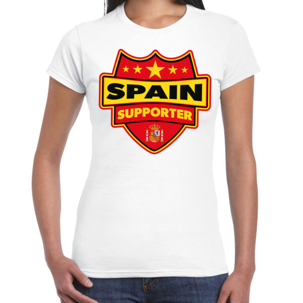 Spanje / Spain schild supporter t-shirt wit voor dames