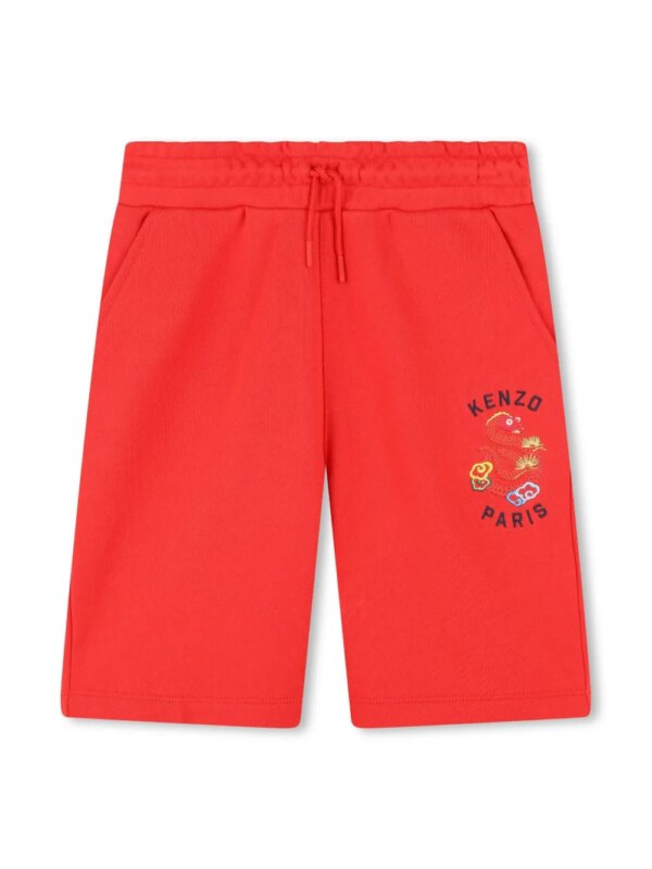 Kenzo Kids short de sport à broderie serpent - Rouge