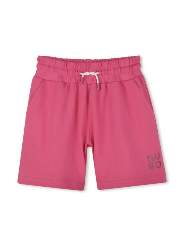 HUGO KIDS short de sport à logo appliqué - Rose