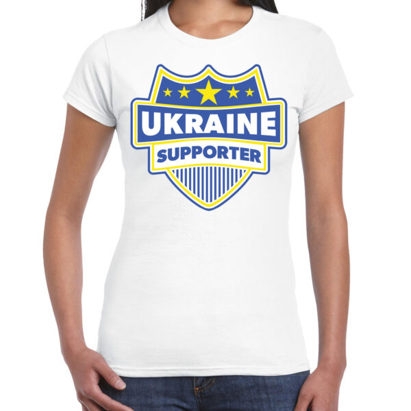 Oekraine / Ukraine schild supporter t-shirt wit voor dames