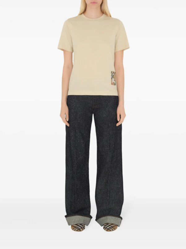 Burberry T-shirt met Vintage Check-patch - Beige
