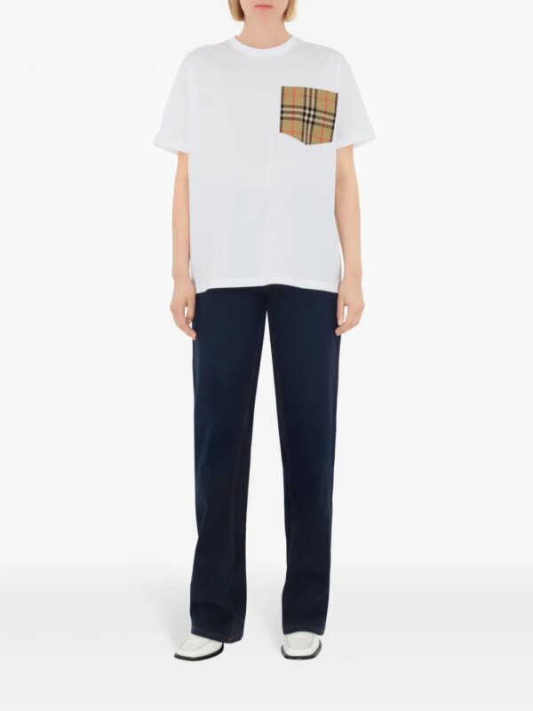 Burberry Vintage Check T-shirt met zak - Wit