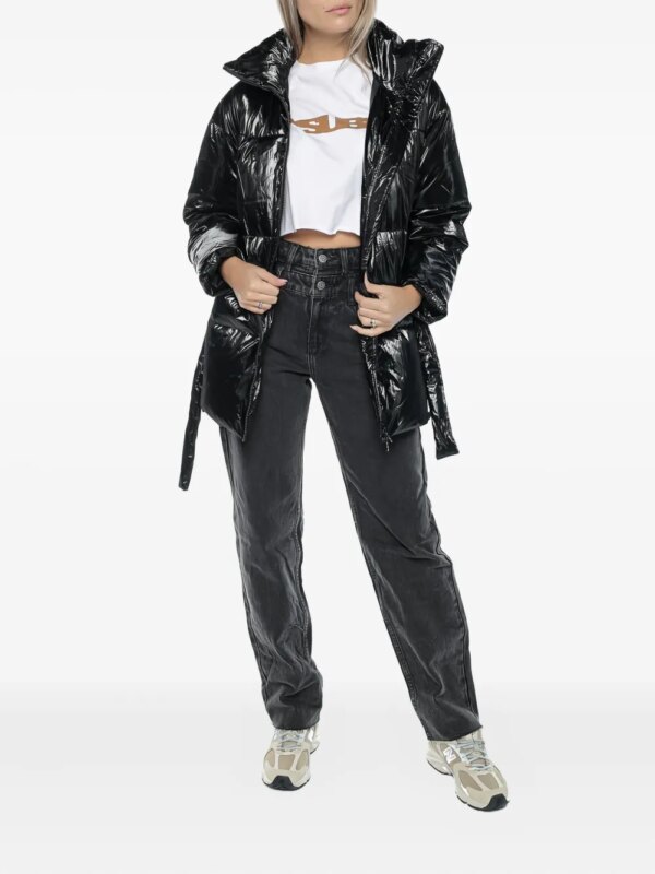 Armani Exchange Donsjack met hoge hals en ceintuur - Zwart