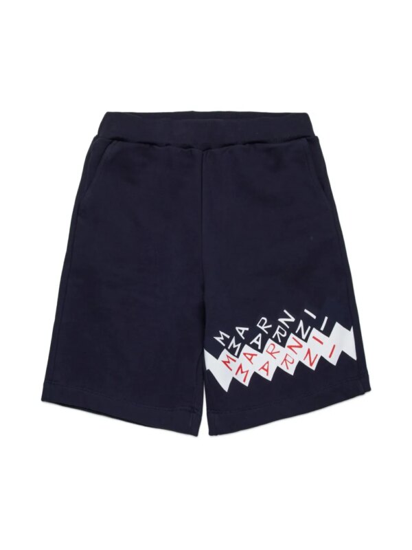 Marni Kids short de sport à logo imprimé - Bleu