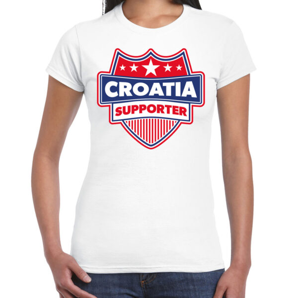 Kroatie / Croatia schild supporter t-shirt wit voor dames