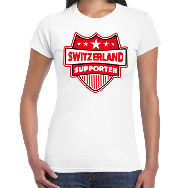 Zwitserland / Switzerland schild supporter t-shirt wit voor dames