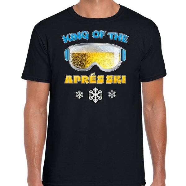 Apres ski t-shirt voor heren - king of the apres ski - zwart - wintersport - bier
