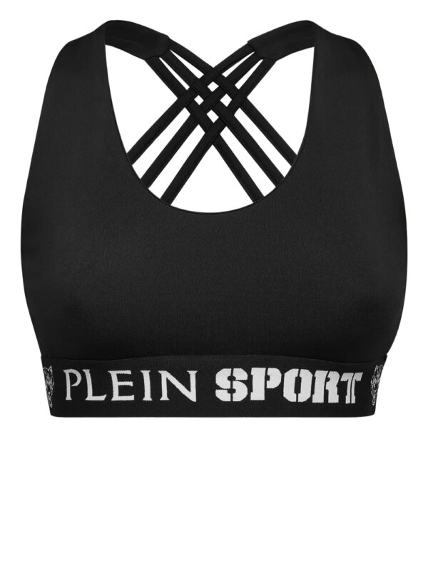 Plein Sport brassière de sport à bande logo - Noir