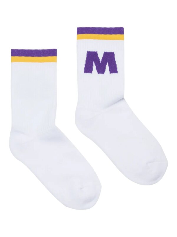Marni Kids chaussettes de sport à détail de logo - Blanc