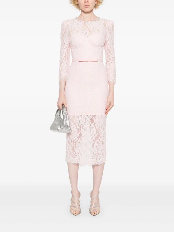 Self-Portrait Bustier midi-jurk met kant - Roze