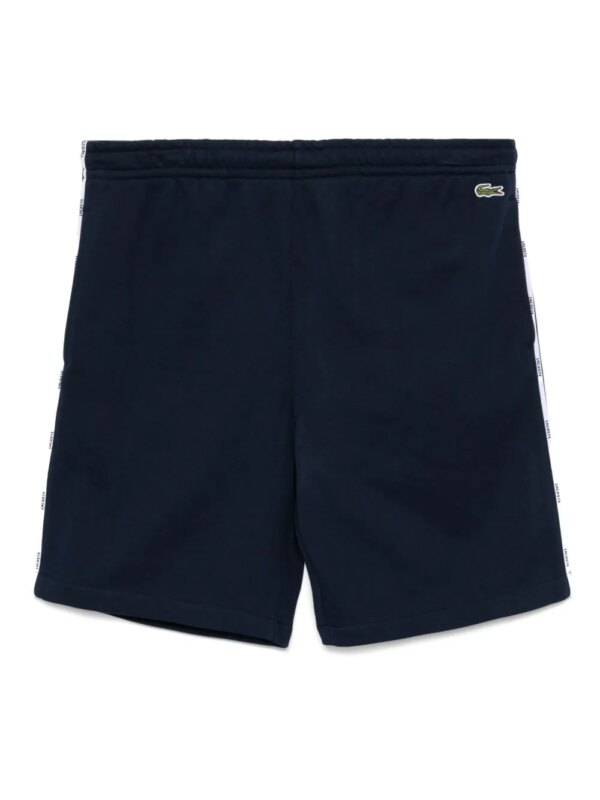 Lacoste short en coton à bande logo - Bleu