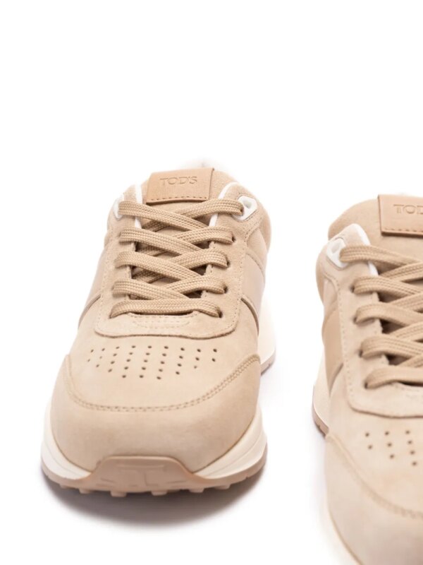 Tod's Suède sneakers met leren afwerking - Beige