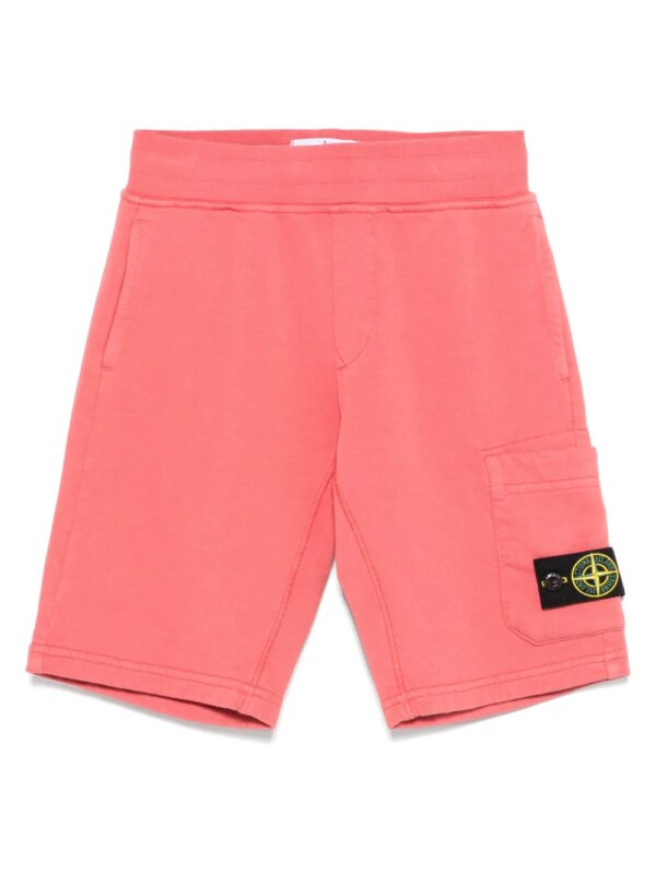 Stone Island Junior short de sport à patch logo - Rose