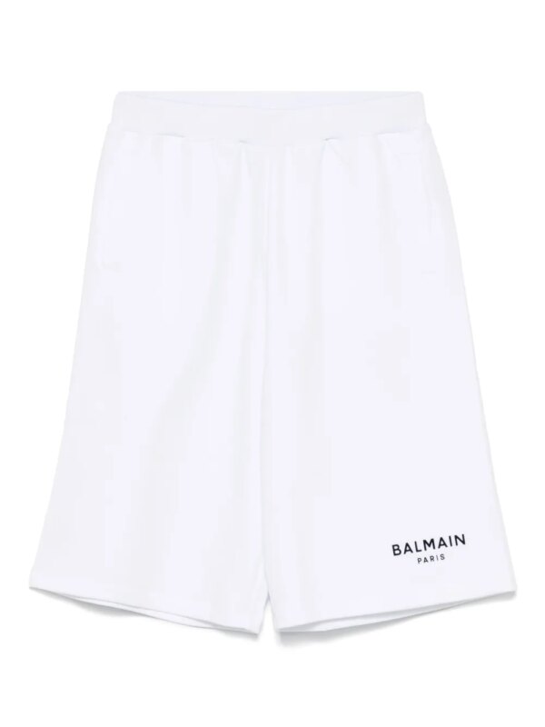 Balmain Kids short de sport à logo appliqué - Blanc