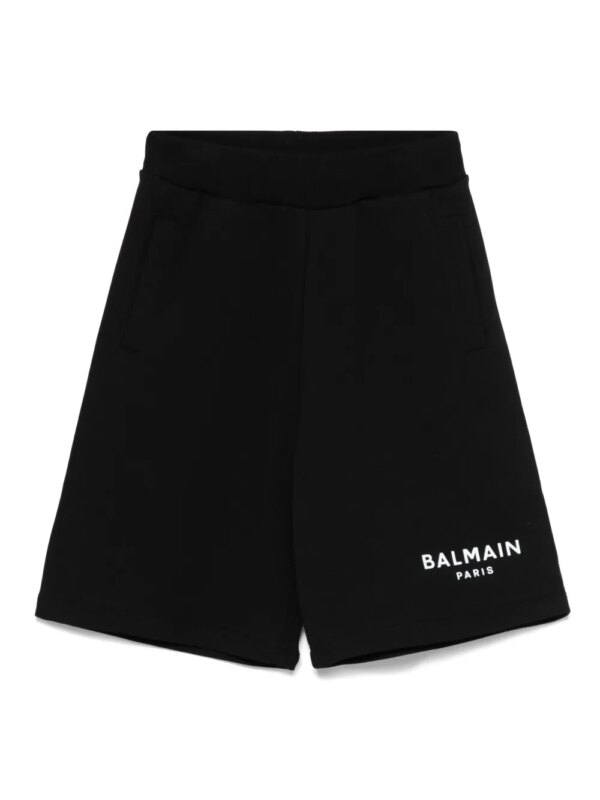 Balmain Kids short de sport à logo appliqué - Noir