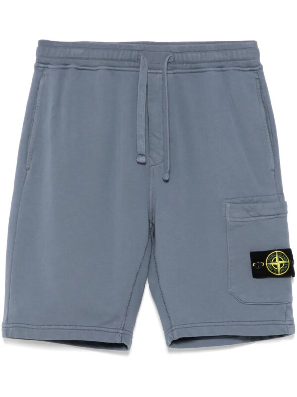 Stone Island short à effet délavé - Bleu