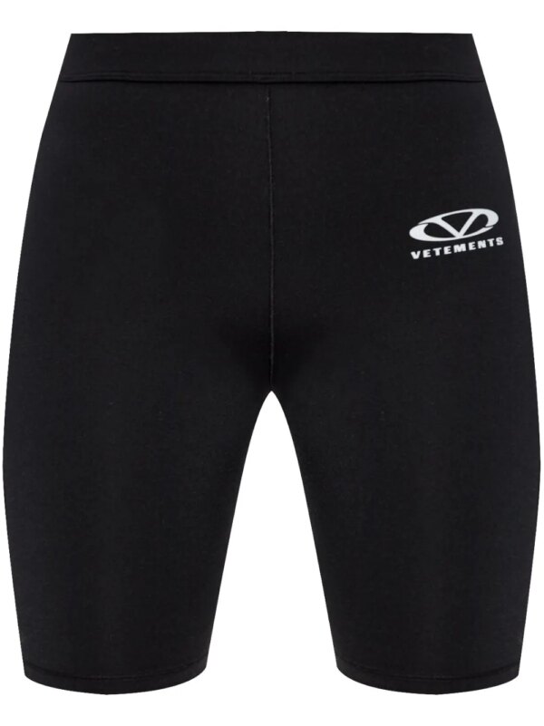 VETEMENTS short de sport à logo imprimé - Noir