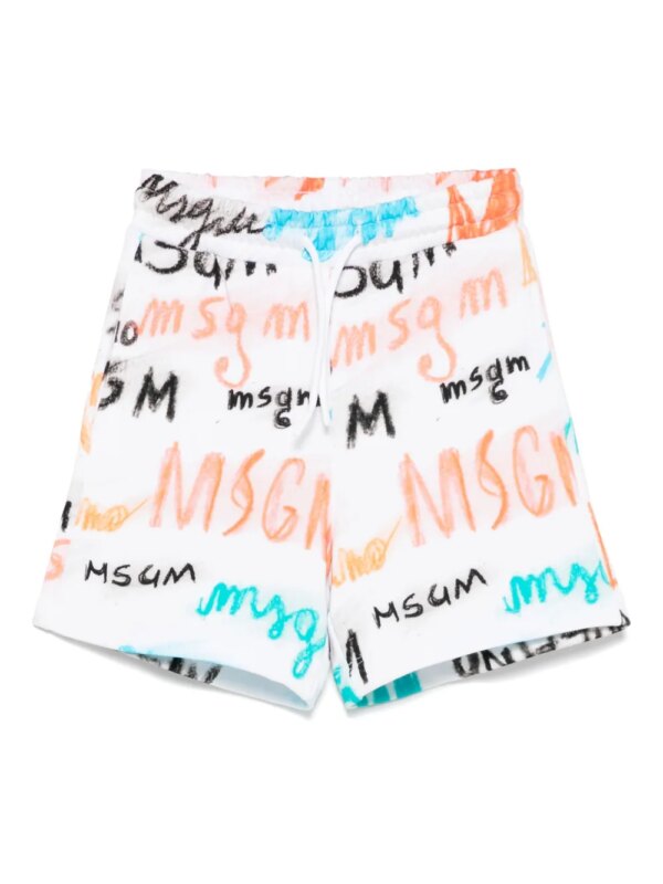 MSGM Kids short de sport à logo imprimé - Blanc