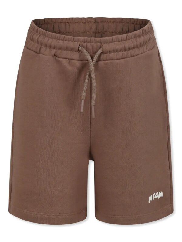 MSGM Kids short de sport à logo imprimé - Marron